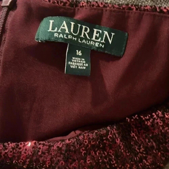 #276 beautiful Ralph Lauren burgundy dress size 16 - Picture 5 of 6